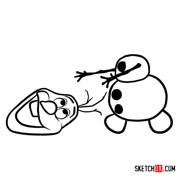 How to Draw Olaf Catching His Head