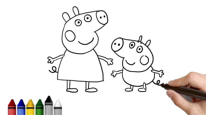 How to Draw Peppa Pig and Mummy Pig