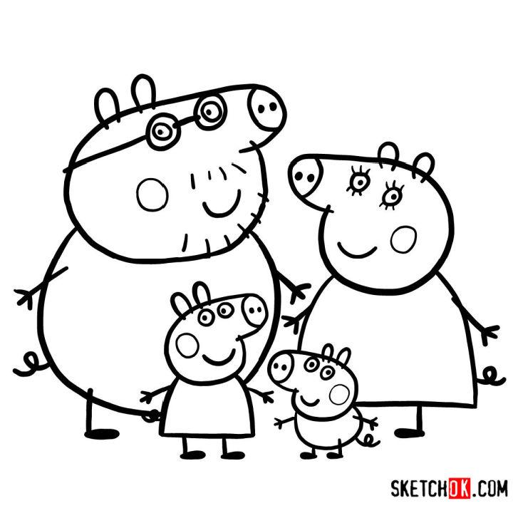 How to Draw Peppa Pigs Family
