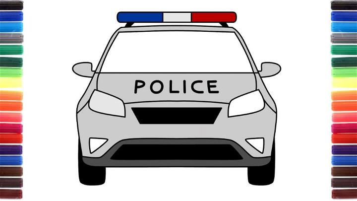 How to Draw Police Car Front View
