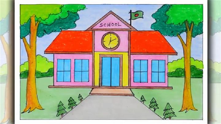 How to draw School Scene Easy Step by step | Drawing scenery, Scenery,  Drawings
