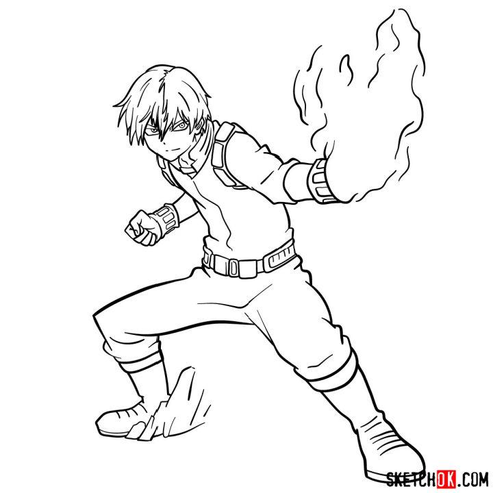 How to Draw Shoto Todoroki in Action Pose