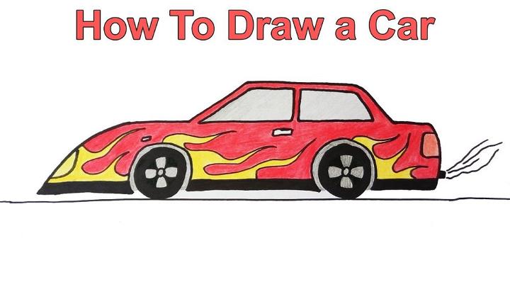How to Draw a Car with Flames and Color