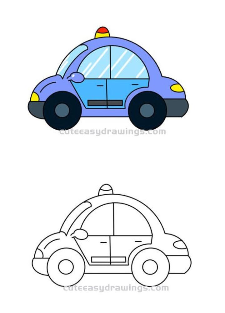 How to Draw a Cartoon Police Car