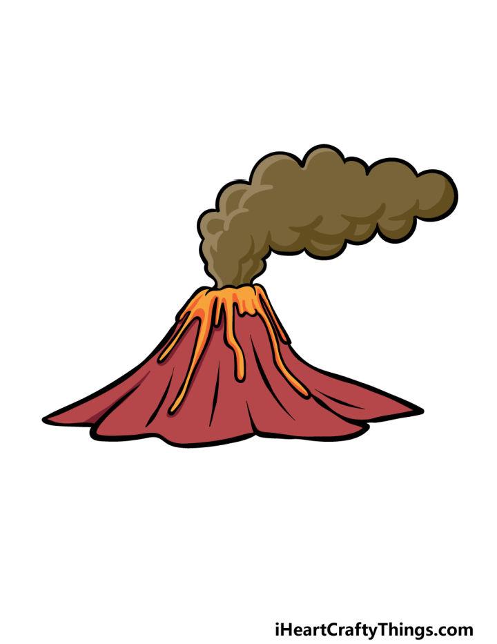How to Draw a Cartoon Volcano
