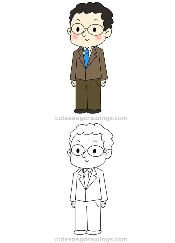 How to Draw a Dad in a Suit for Kids