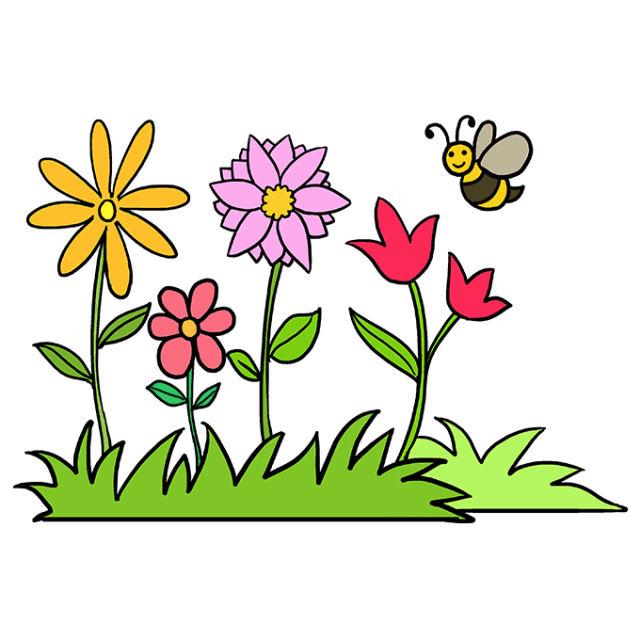 How to Draw a Flower Garden