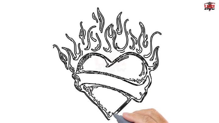 How to Draw a Heart with Flames