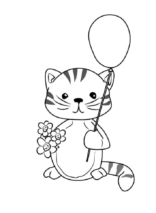 How to Draw a Kitten with Balloon