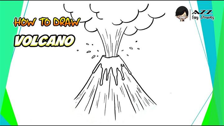 How to Draw a Volcano Step by Step