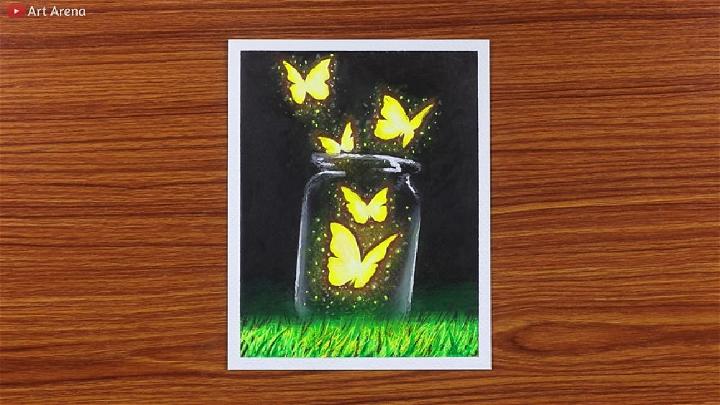 Magical Glowing Butterfly Scenery Drawing