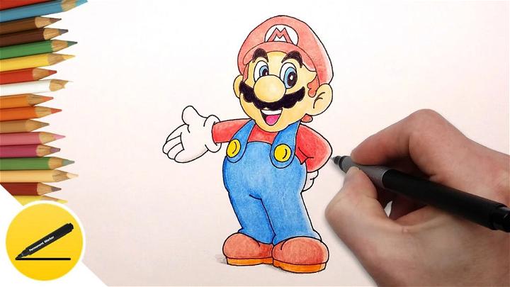 KREA - epic pencil sketch of super mario, imposing focused gaze, striking  manga artstyle, powerful shadows, concept art