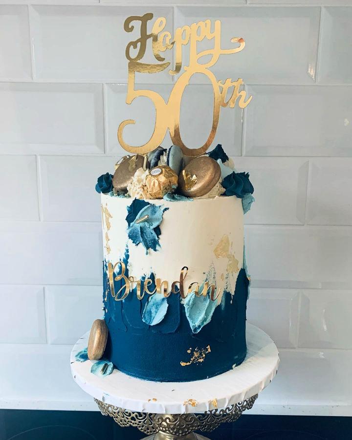 Navy And Gold Birthday Cake