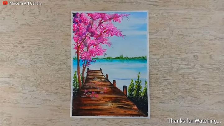 Oil Pastel Cherry Blossom Drawing for Beginners