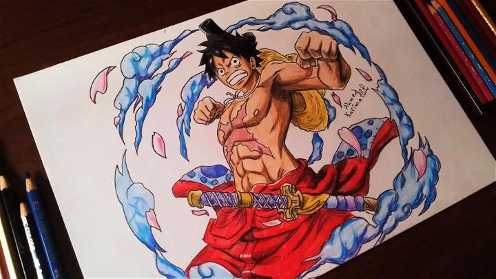 One Piece Drawing Luffy Gear 4