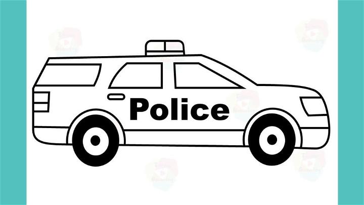 Police Car Step by Step Drawing