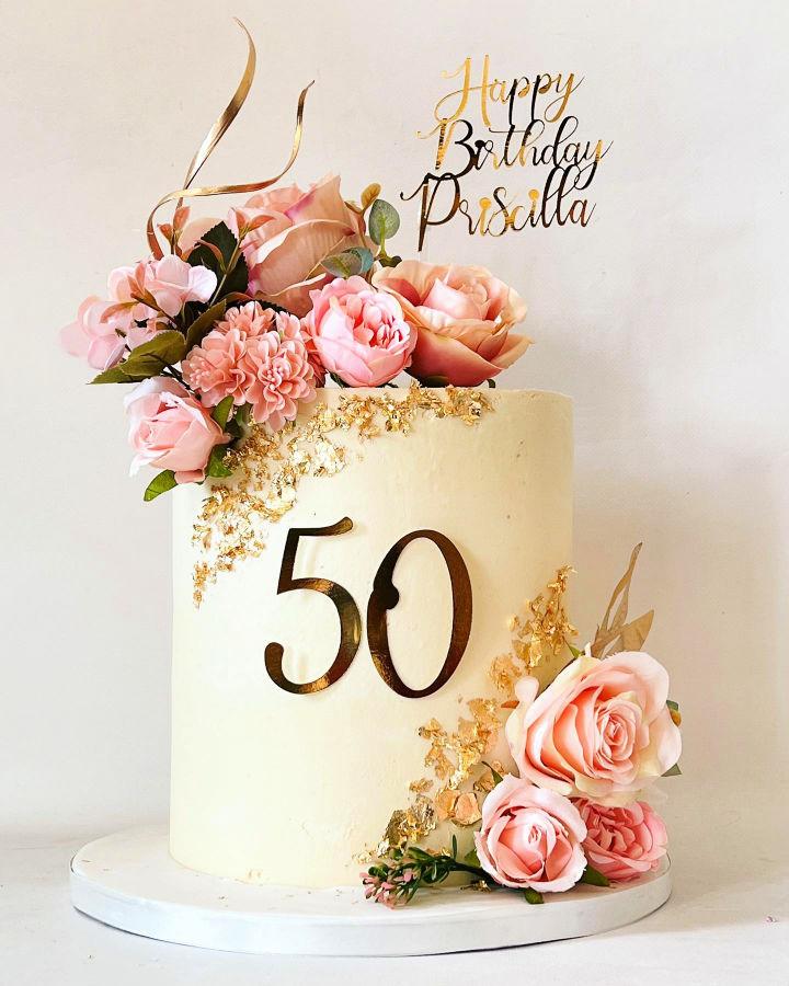 Pretty 50th Birthday Cake Design