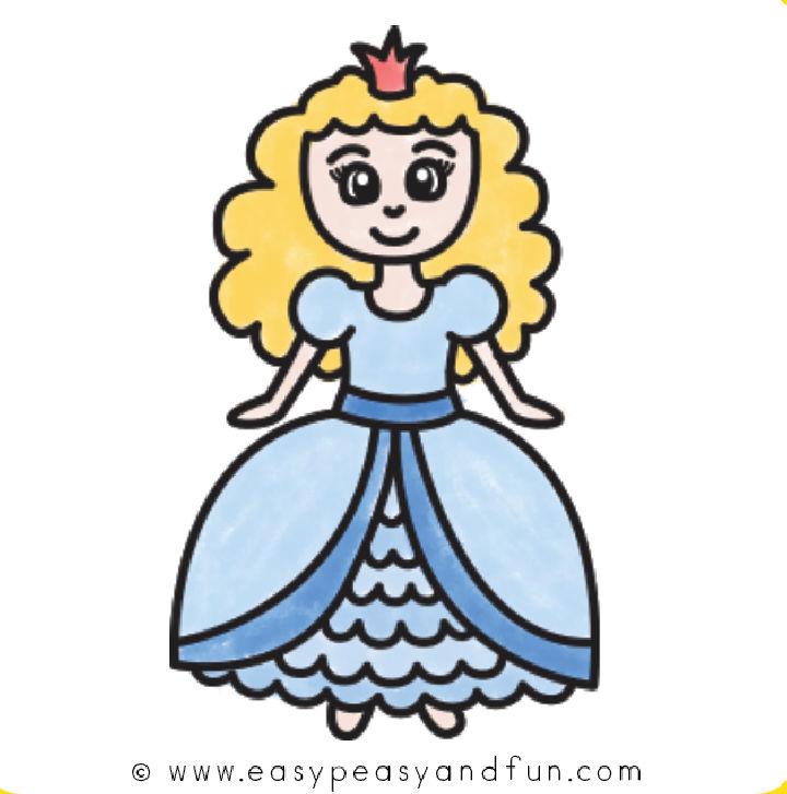 How to Draw Cartoon Princess Step 13  Princess cartoon Easy drawings  Drawings