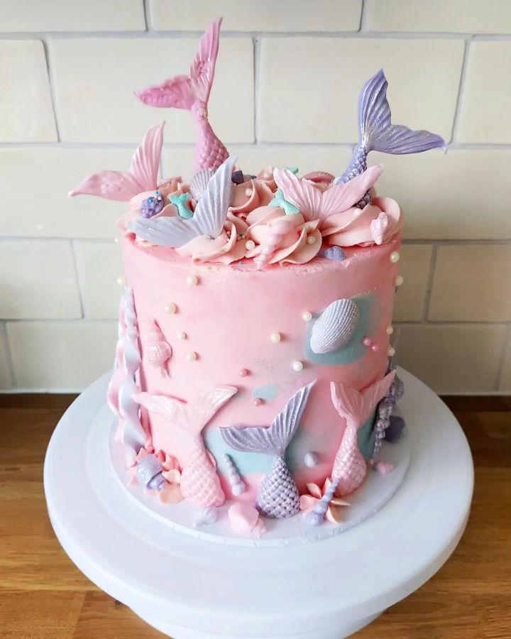Purple And Pink Mermaid Cake