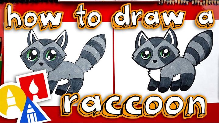 Raccoon Drawing with Colored Pencils