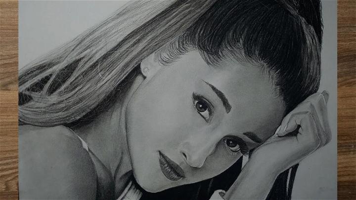 Realistic Ariana Grande Portrait Drawing