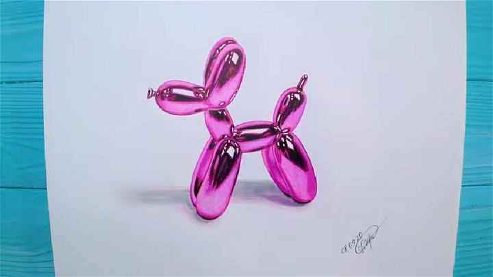 Realistic Balloon Dog Drawing Using Colored Pencils