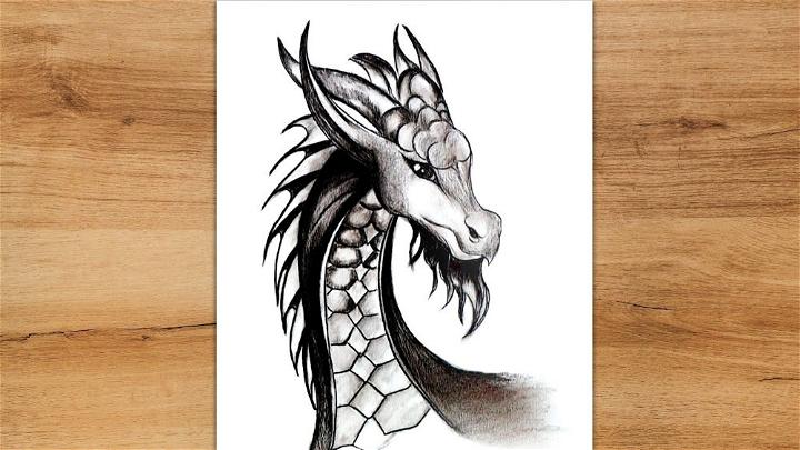 Realistic Head Dragon Drawing