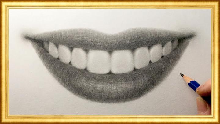Realistic Smile Lips Drawing