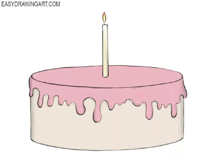 Simple Birthday Cake Drawing