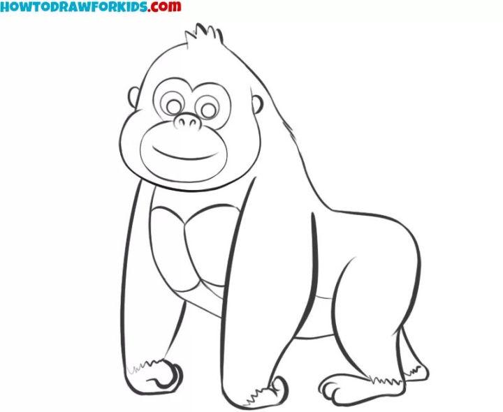 Simple Gorilla Drawing for Kids