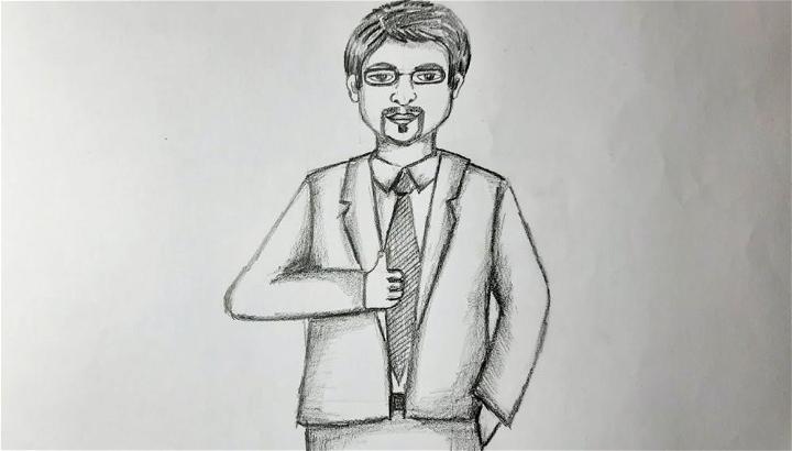 Simple Man in a Suit Drawing
