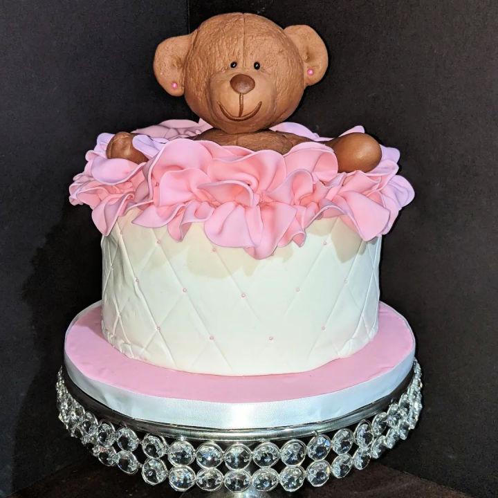 Simple Teddy Bear Baby Shower Cake