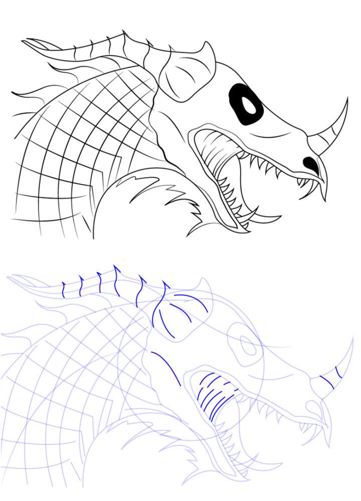 Simple Way to Draw a Dragon Head