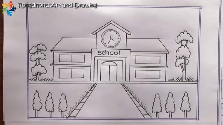 Yellow school building art, School Drawing Illustration, School buildings,  building, text png | PNGEgg