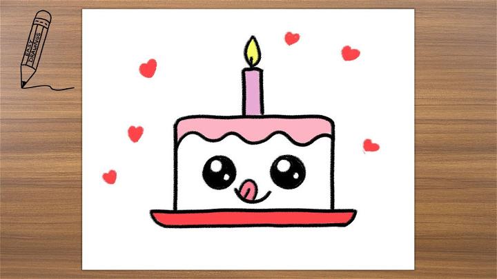 Step by step to draw a Cute Cake. Drawing tutorial a Cute Cake. Drawing  lesson for children. Vector illustration 34209400 Vector Art at Vecteezy