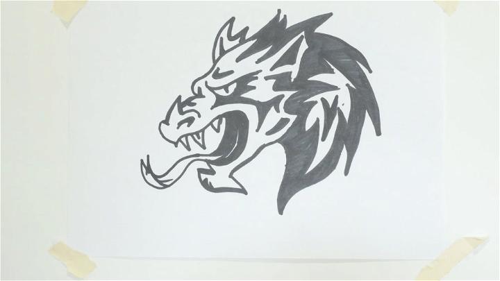 Tribal Dragon Head Drawing