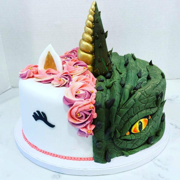 Unicorn And Dragon Cake
