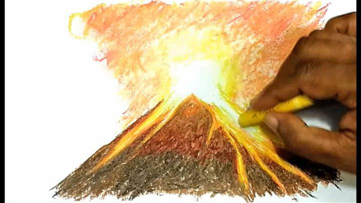 Volcano Drawing Step by Step Tutorial