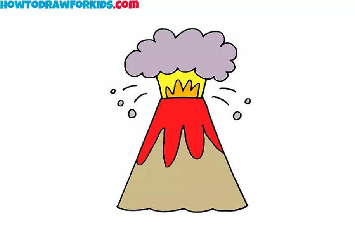 Volcano Drawing for Kids