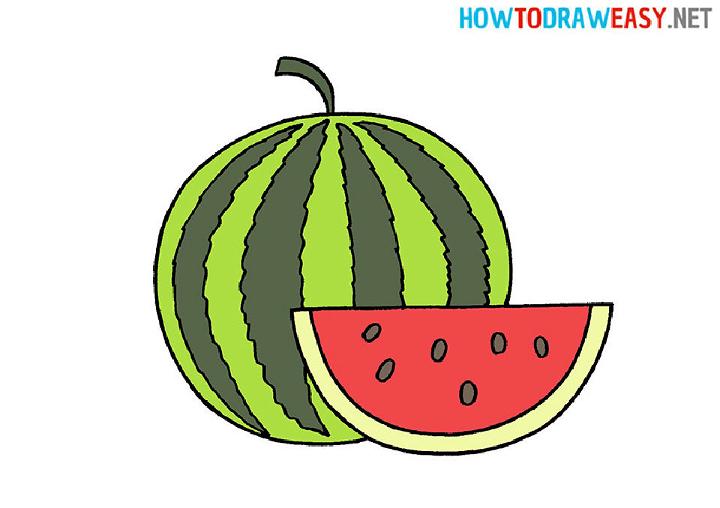 Watermelon Drawing Outline