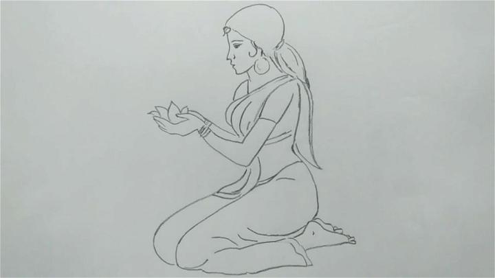 Woman Kneeling Drawing