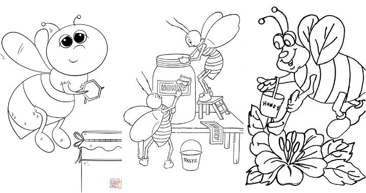 easy and free bee coloring pages for kids and adults