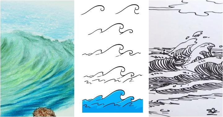 how to draw ocean waves with pencil