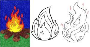 25 Easy Flames Drawing Ideas - How to Draw Flames