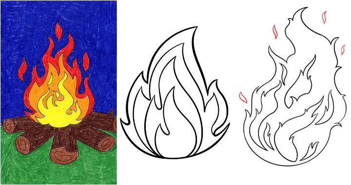 25 Easy Flames Drawing Ideas - How to Draw Flames