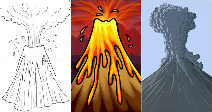 25 Easy Volcano Drawing Ideas - How to Draw a Volcano