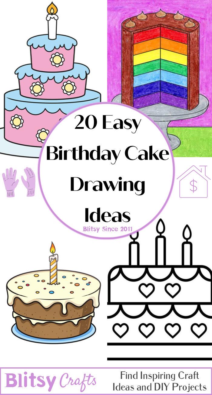 Bolo Em Inglês - Cake Happy Birthday Drawing, HD Png Download , Transparent  Png Image - PNGitem