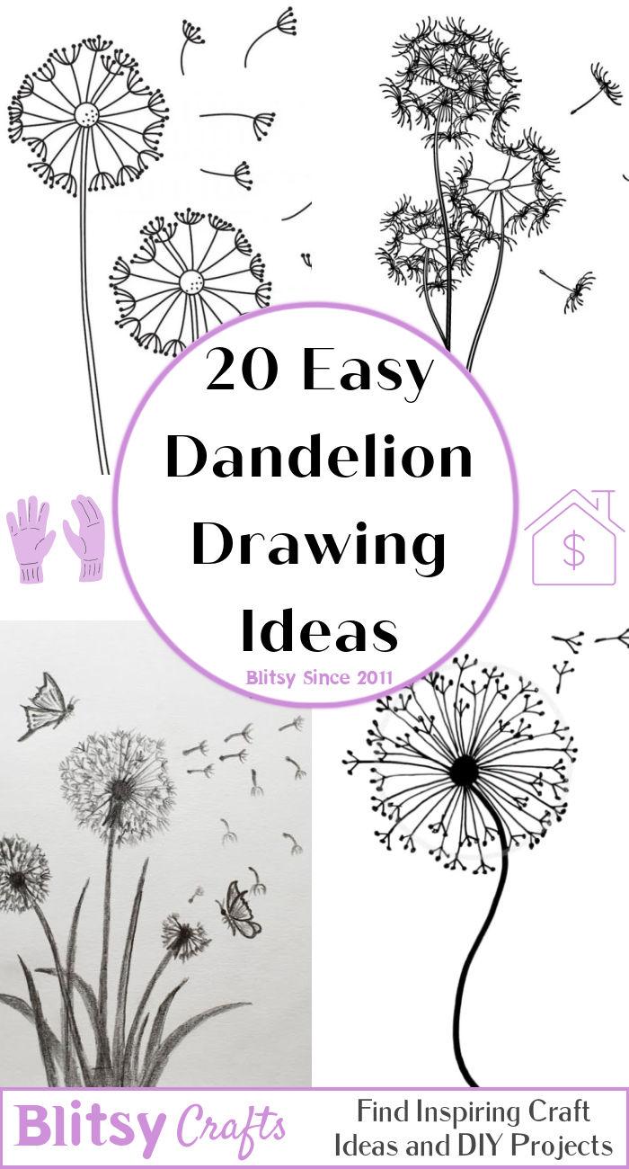 dandelion blowing in the wind drawing