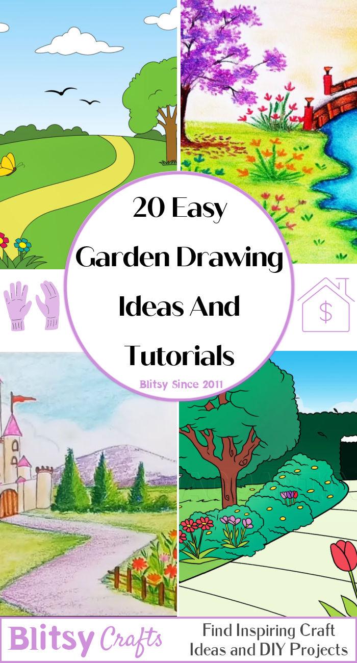 How To Draw A Garden, Step by Step, Drawing Guide, by Dawn - DragoArt