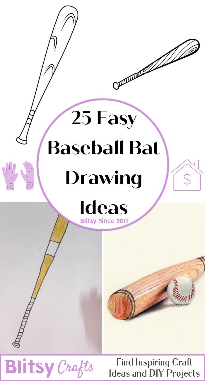 25 Easy Baseball Bat Drawing Ideas - How to Draw a Baseball Bat